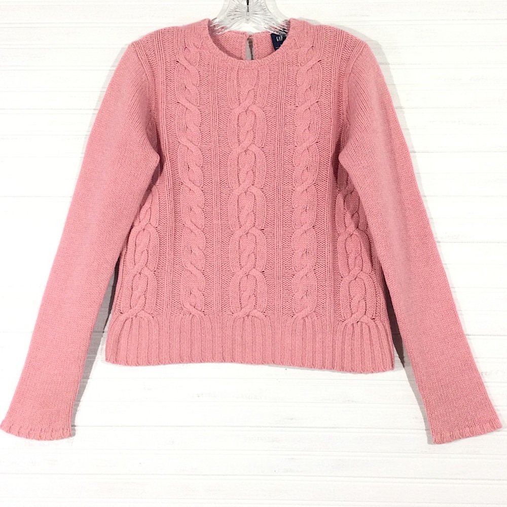 GAP Cable Knit Wool Cashmere Blend Pink Sweater